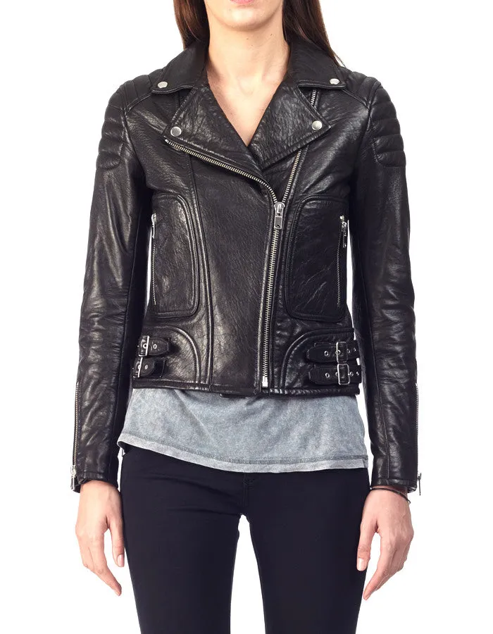 MAX - Textured-Leather Biker Jacket