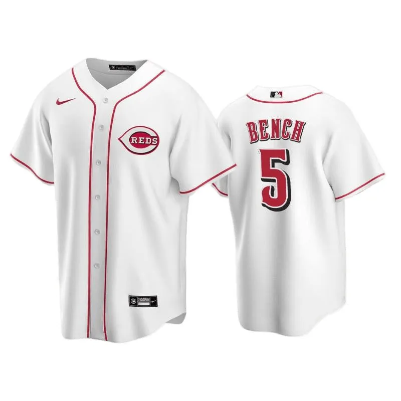 Men's Cincinnati Reds Johnny Bench Replica Home Jersey - White