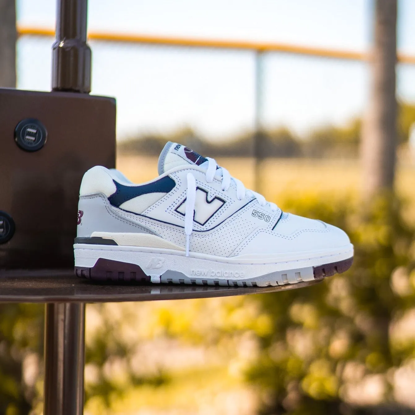 Mens New Balance 550 (White/Burgundy) - BB550PWB