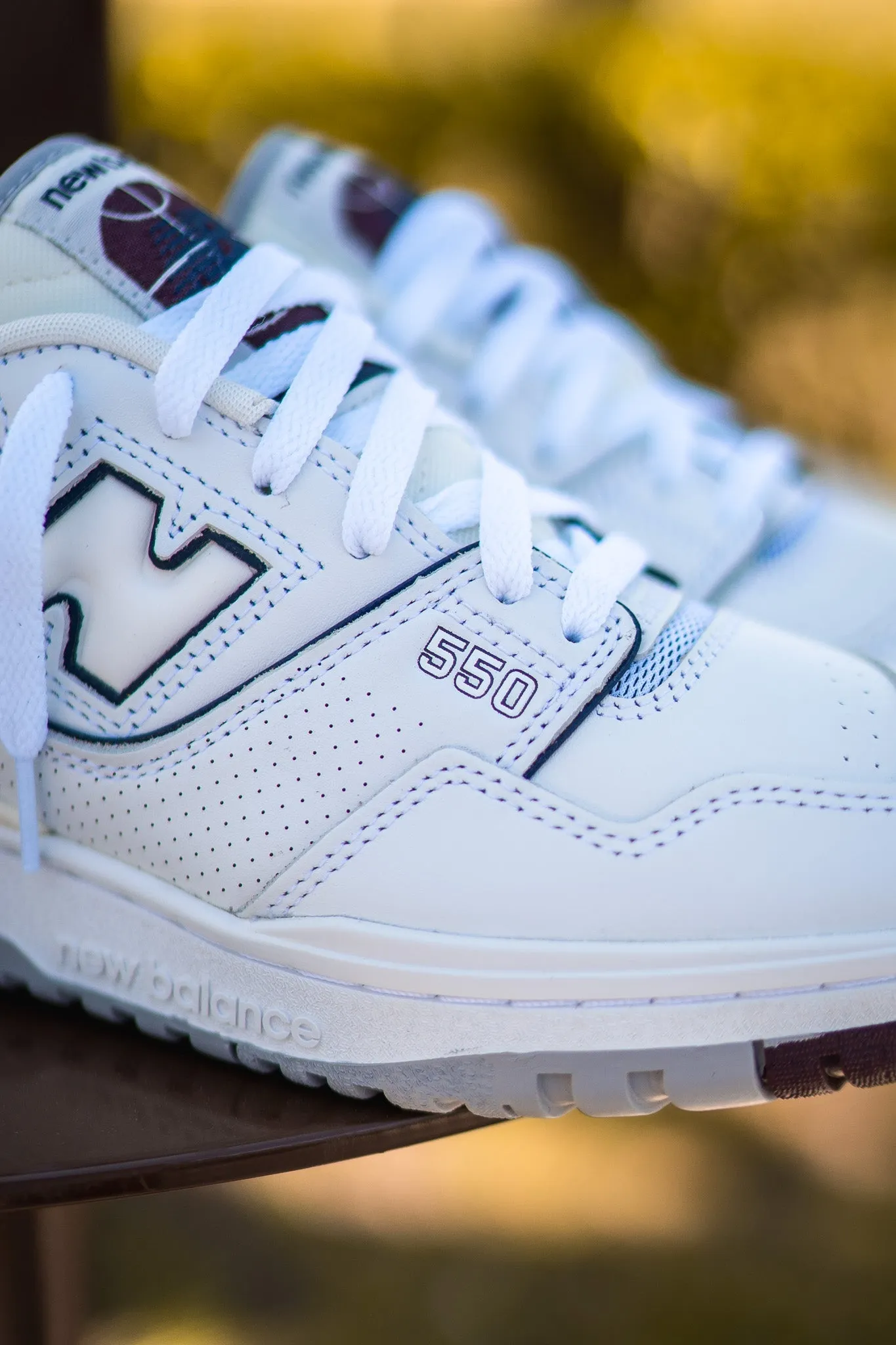 Mens New Balance 550 (White/Burgundy) - BB550PWB