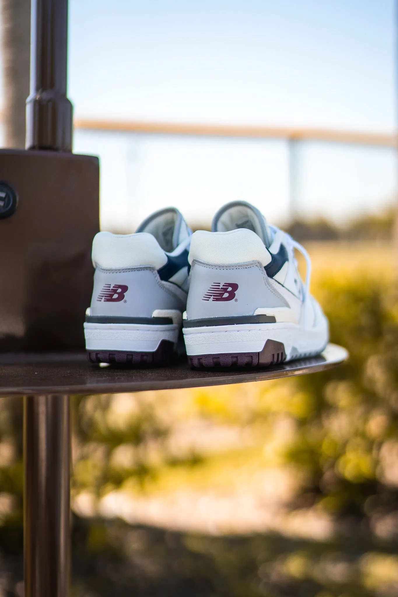 Mens New Balance 550 (White/Burgundy) - BB550PWB