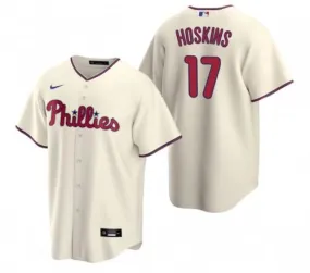 Mens Philadelphia Phillies Rhys Hoskins, Cool Base Replica Jersey Cream