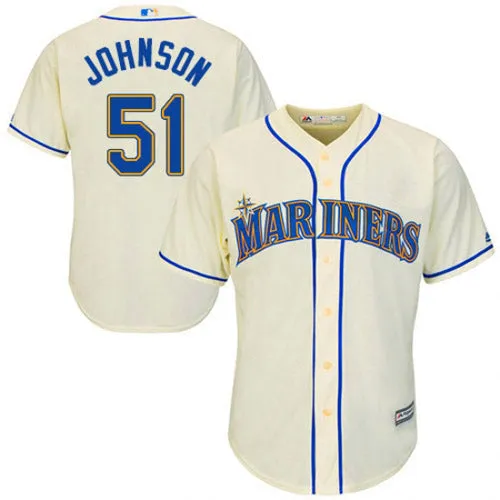 Men's Seattle Mariners Randy Johnson Replica Alternate Jersey - Cream