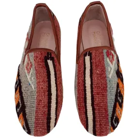 Men's Turkish Kilim Loafers | Muted Red/Orange & Grey