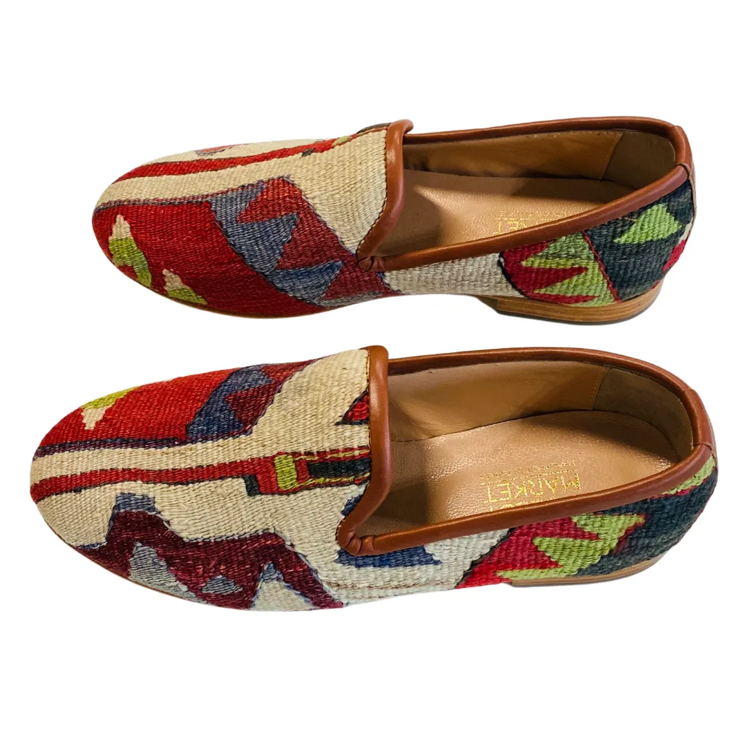 Men's Turkish Kilim Loafers | Red & Cream