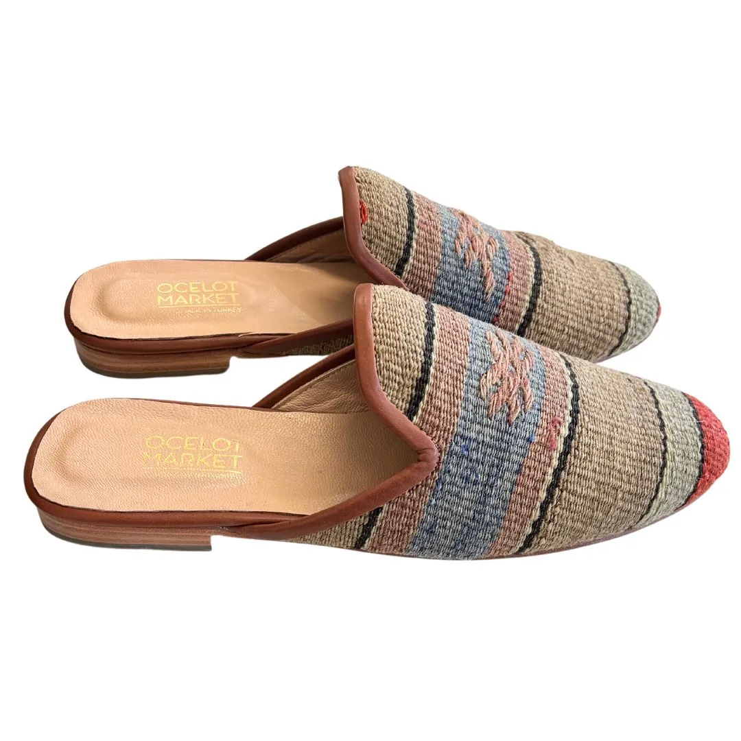 Men's Turkish Kilim Mules | Tan Striped