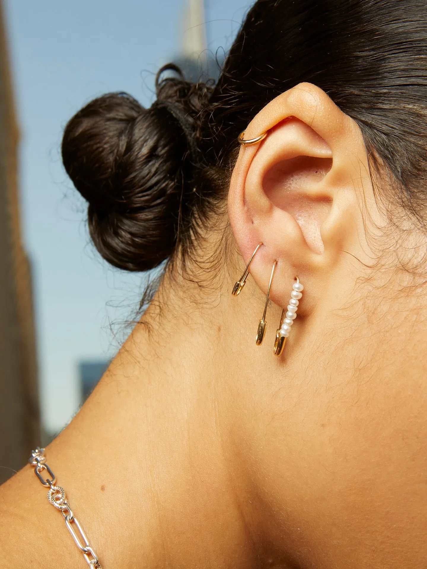 Mini Safety Pin Earring