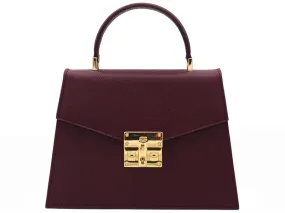 Odette Mini Dolomite Pebble Print Calf Leather Handbag - Wine