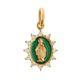 Petite Madone Supreme Emerald resin diamond pendant, Yellow Gold