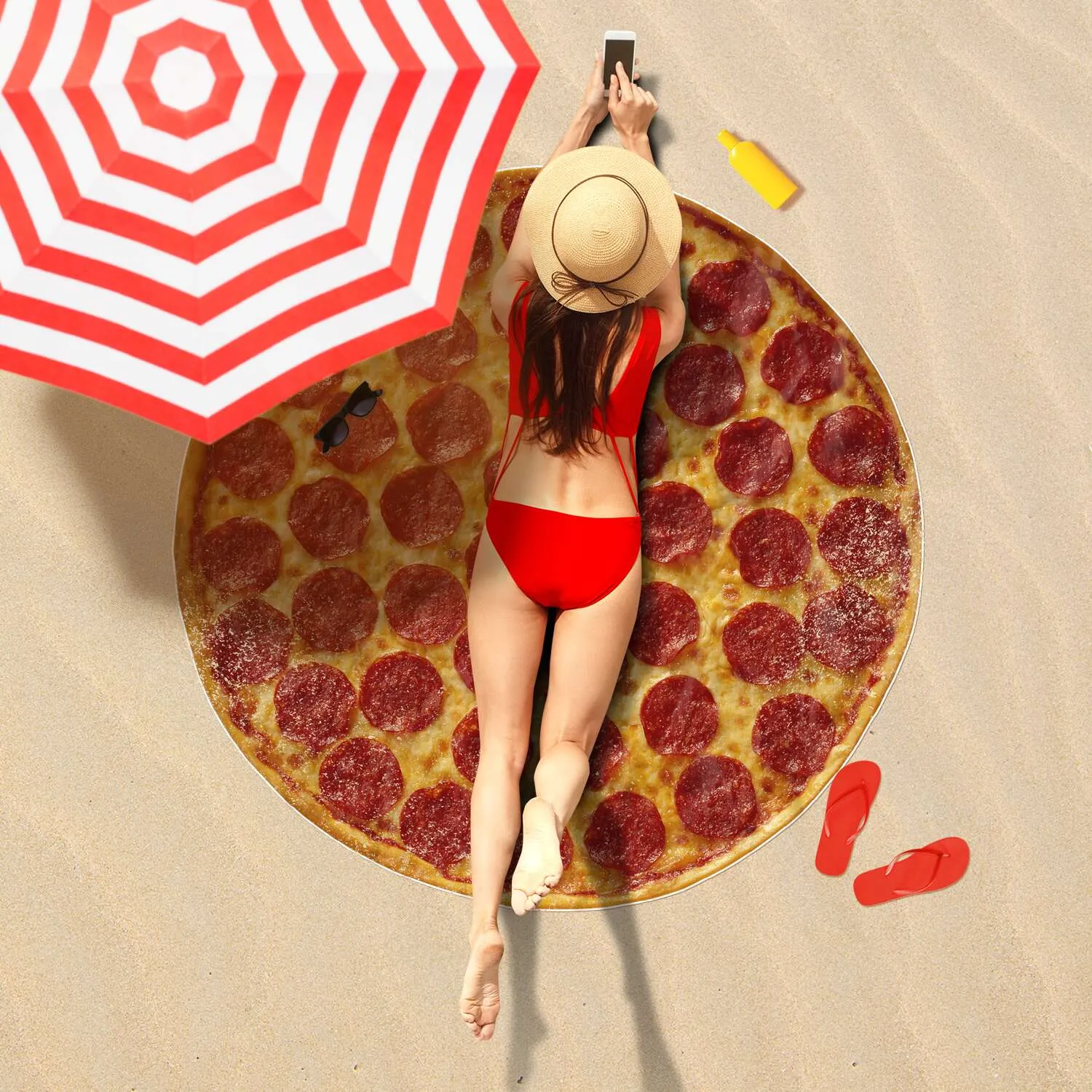 Pizza Shaped Beach Towel