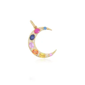 Rainbow Sapphire Moon Charm