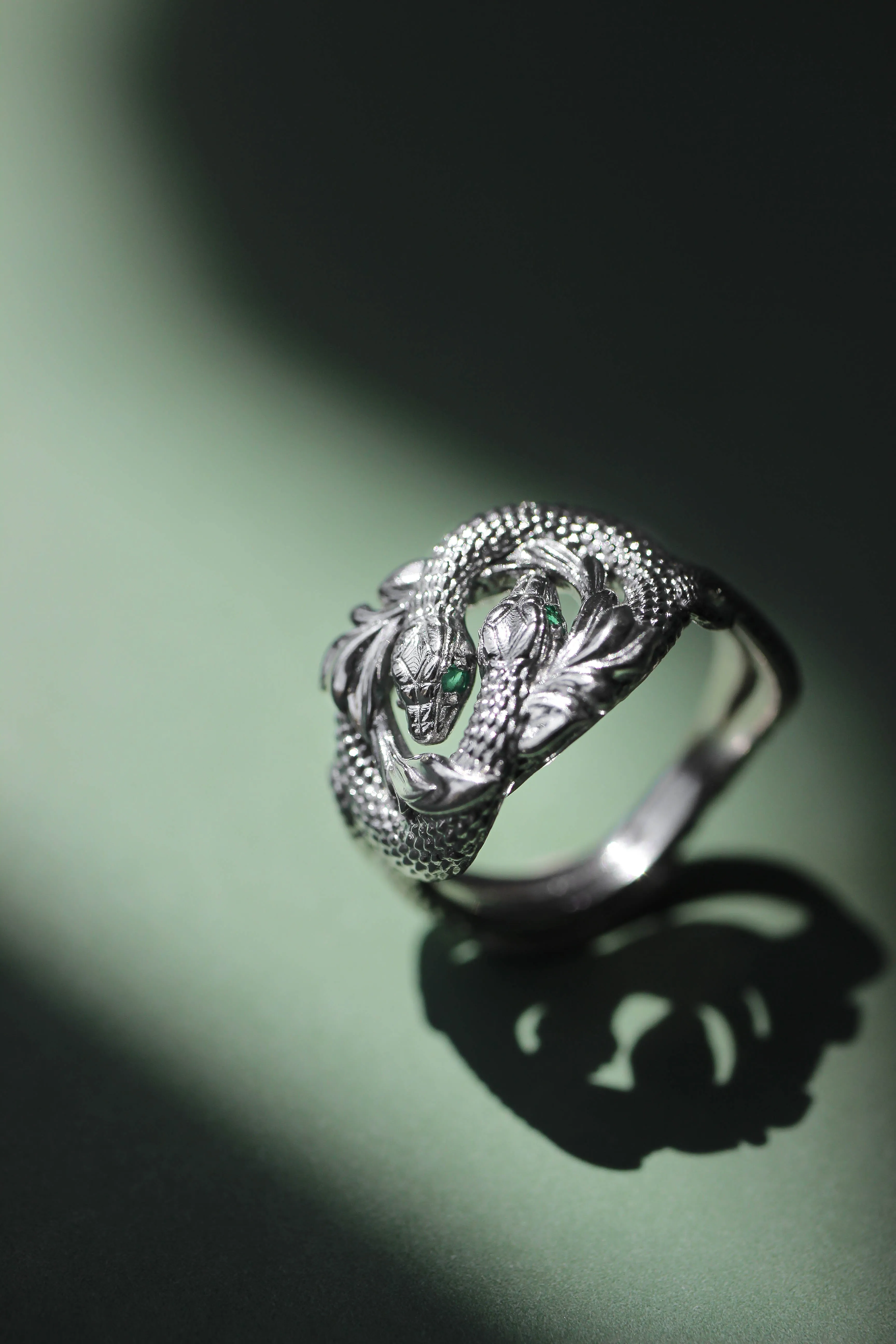 Ring of Barahir, two snakes statement ring