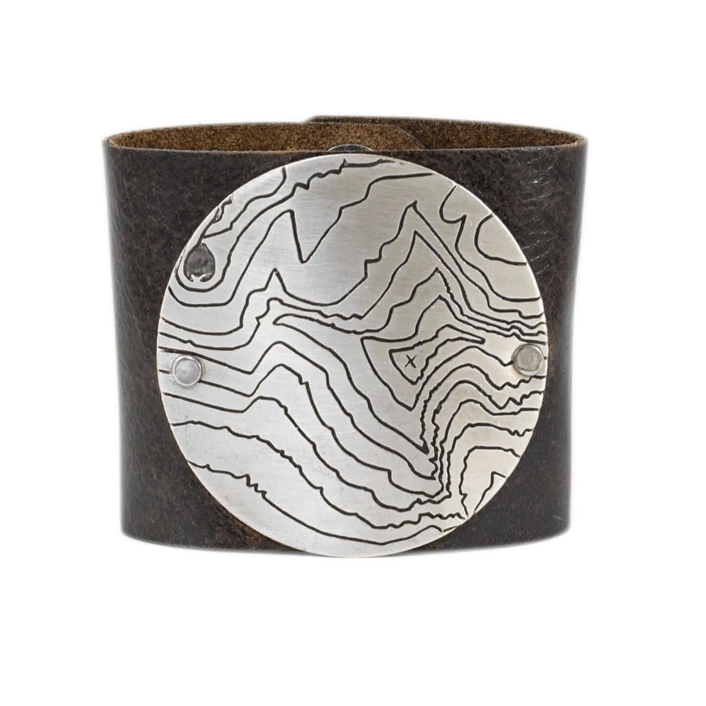 Rising Wolf Disk Leather Cuff