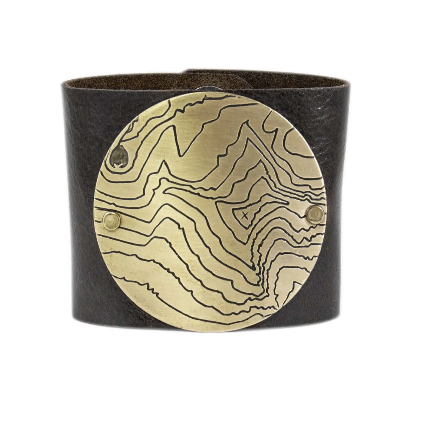 Rising Wolf Disk Leather Cuff