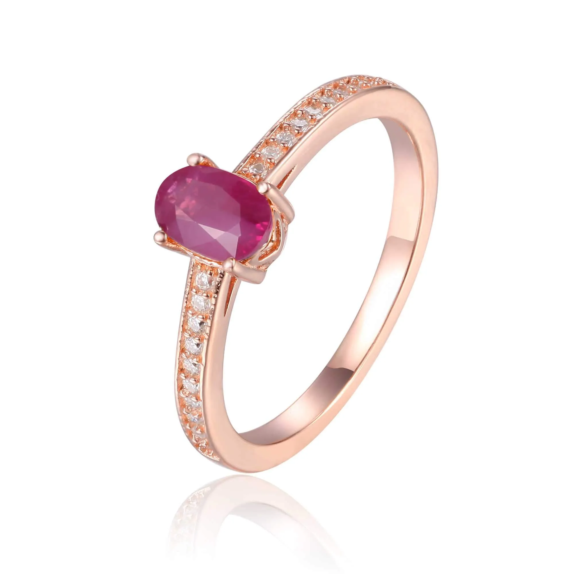 Ruby Solitaire Ring with Accents