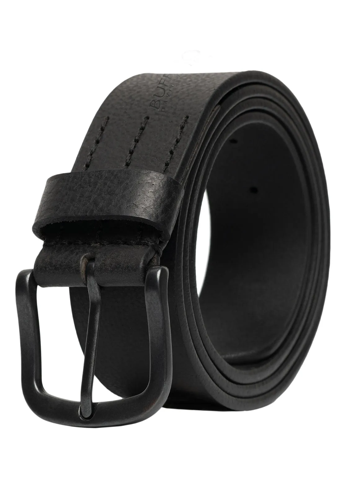 Shrunken Full Grain Black Buffalo Leather Belt with Blackened Finish - BB1005C04