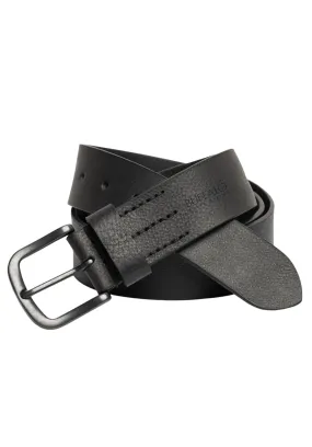 Shrunken Full Grain Black Buffalo Leather Belt with Blackened Finish - BB1005C04