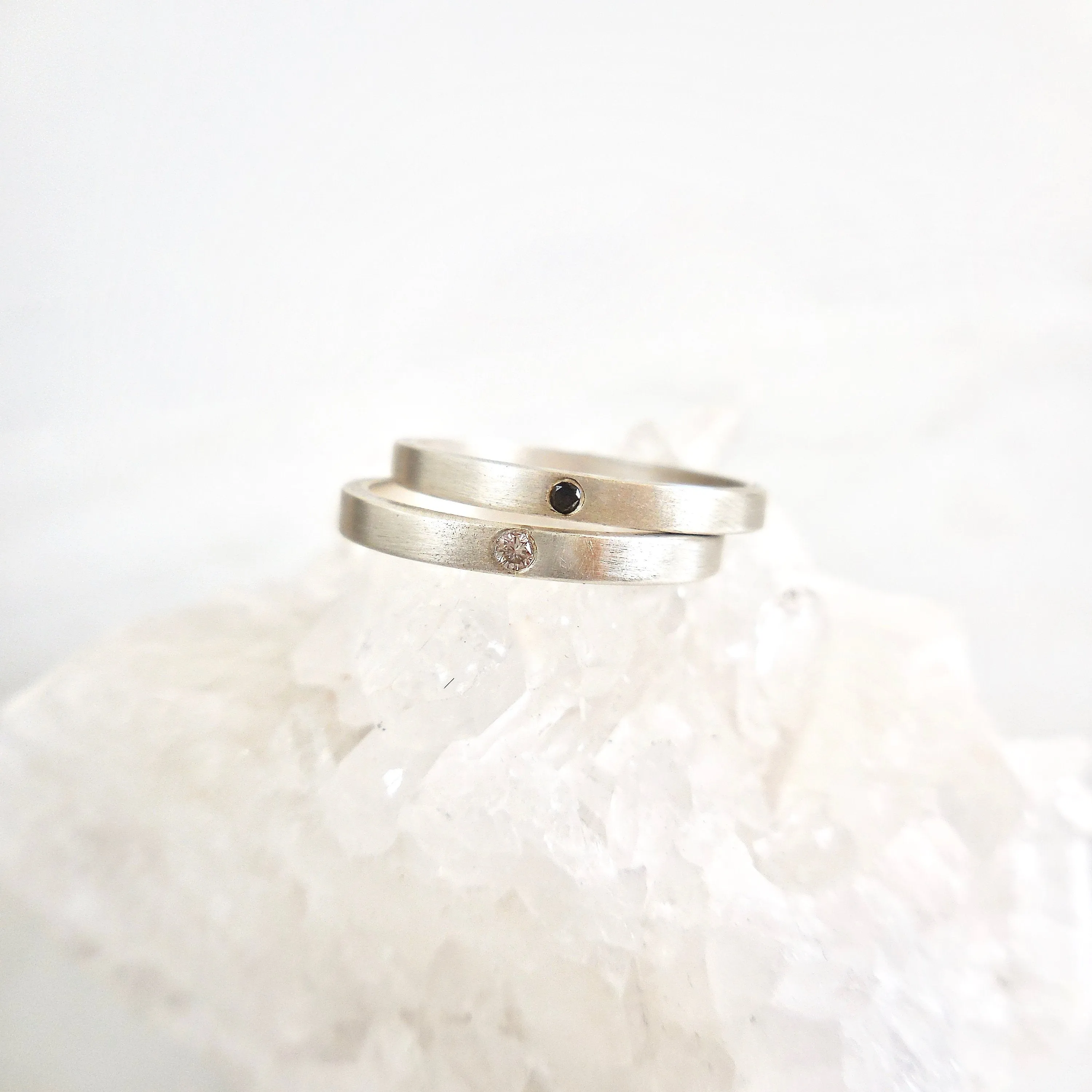 Silver Diamond Stack Ring - Sterling Silver Diamond Bands - Affordable Diamond Bands