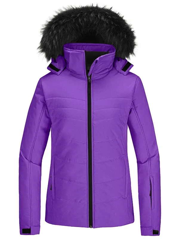 Skieer Women's Ski Jacket Waterproof Warm Puffer Jacket Thick Hooded Winter Coat