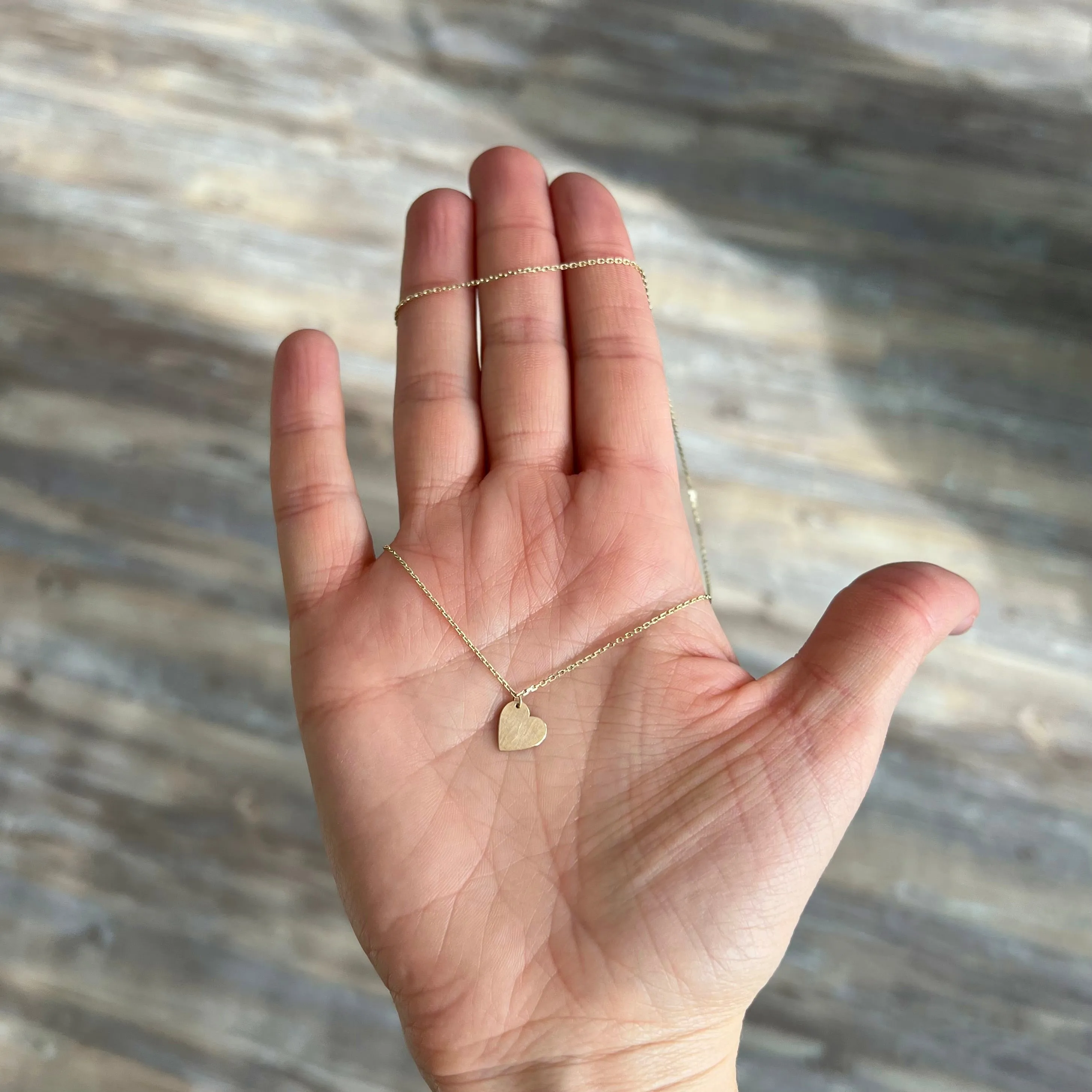 Small Tipsy Heart Necklace in Reclaimed 14k Gold