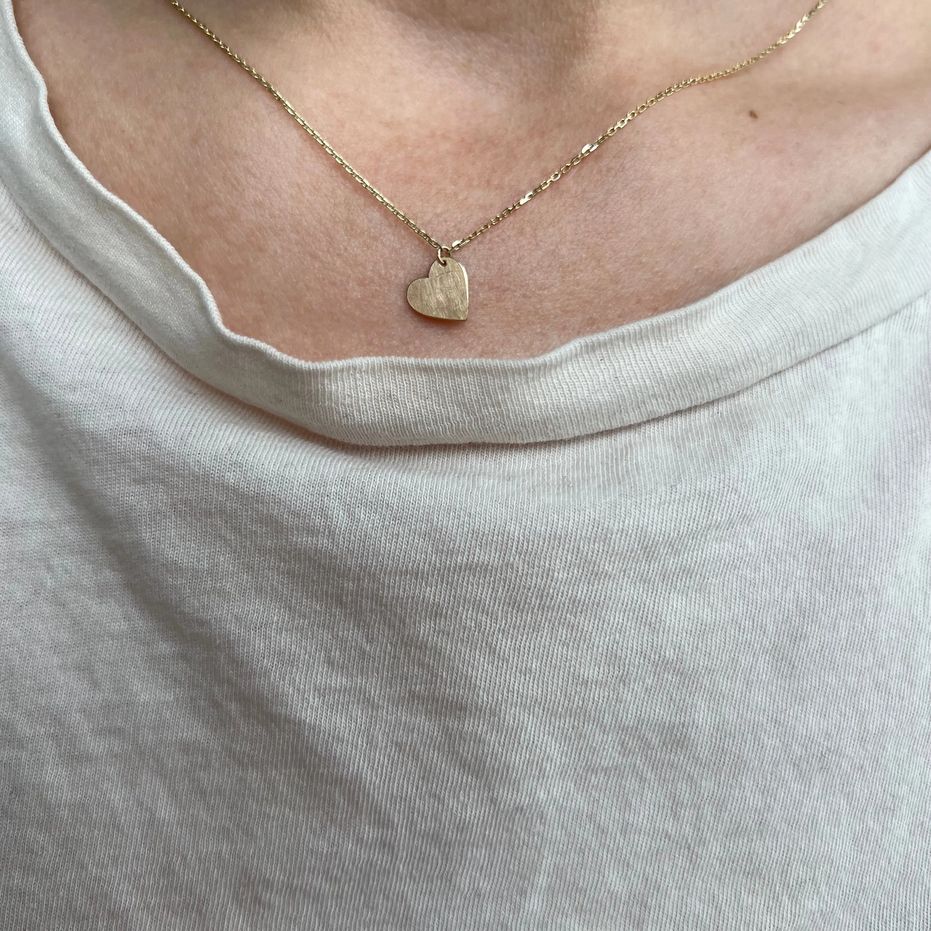 Small Tipsy Heart Necklace in Reclaimed 14k Gold