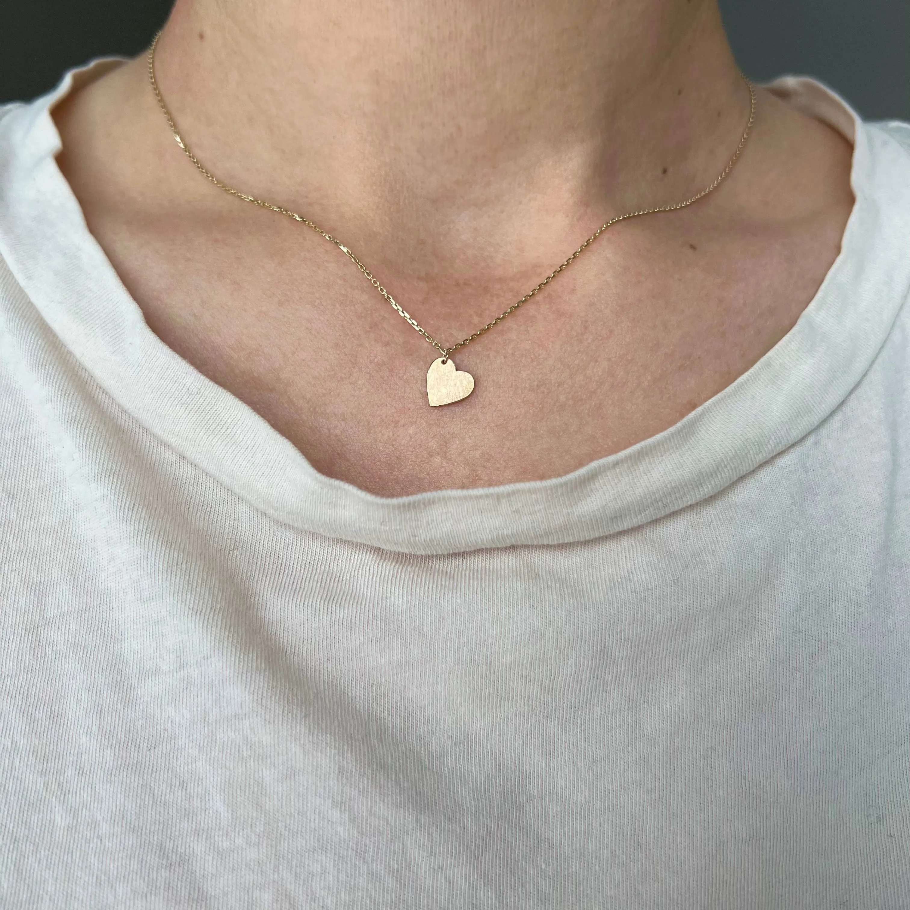 Small Tipsy Heart Necklace in Reclaimed 14k Gold