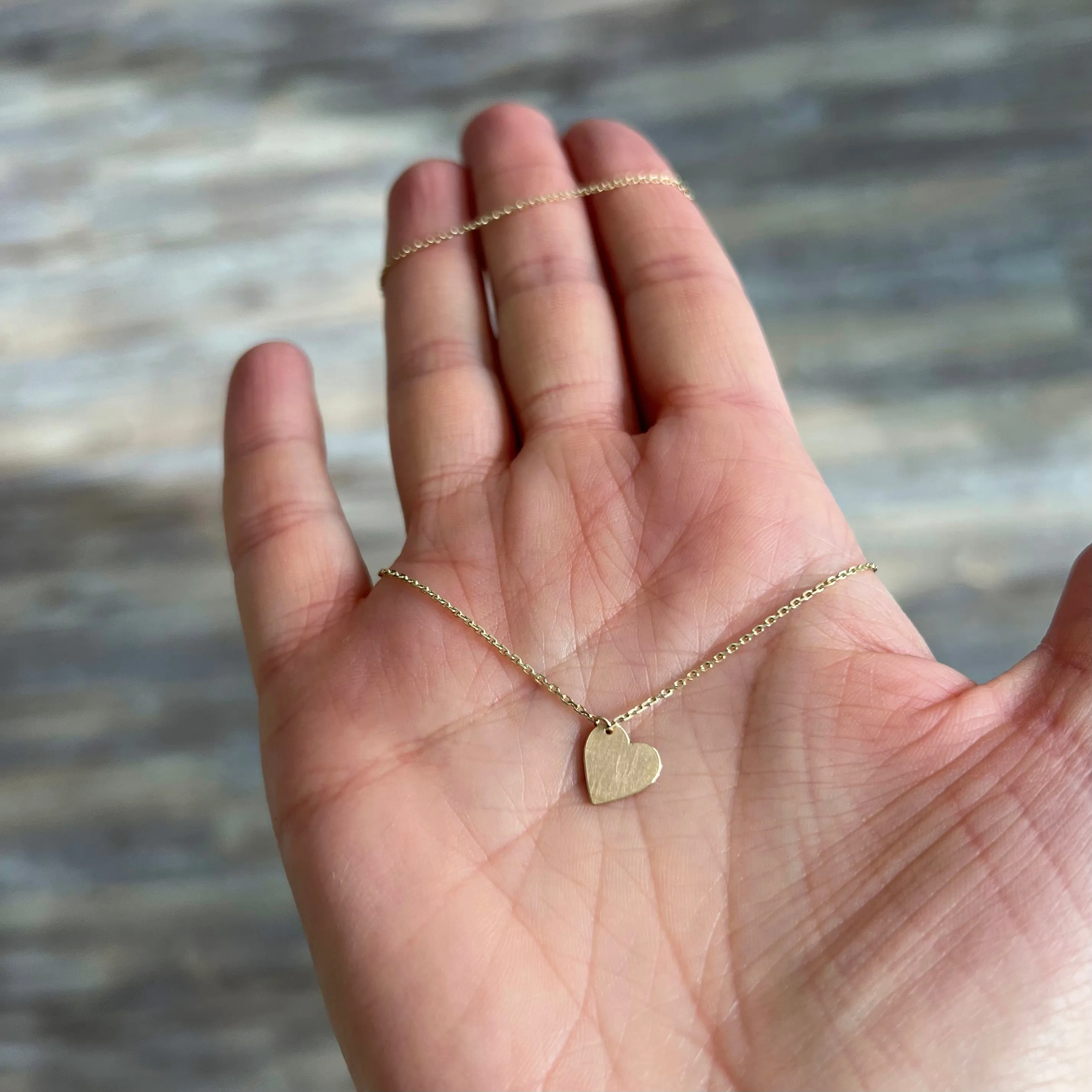 Small Tipsy Heart Necklace in Reclaimed 14k Gold