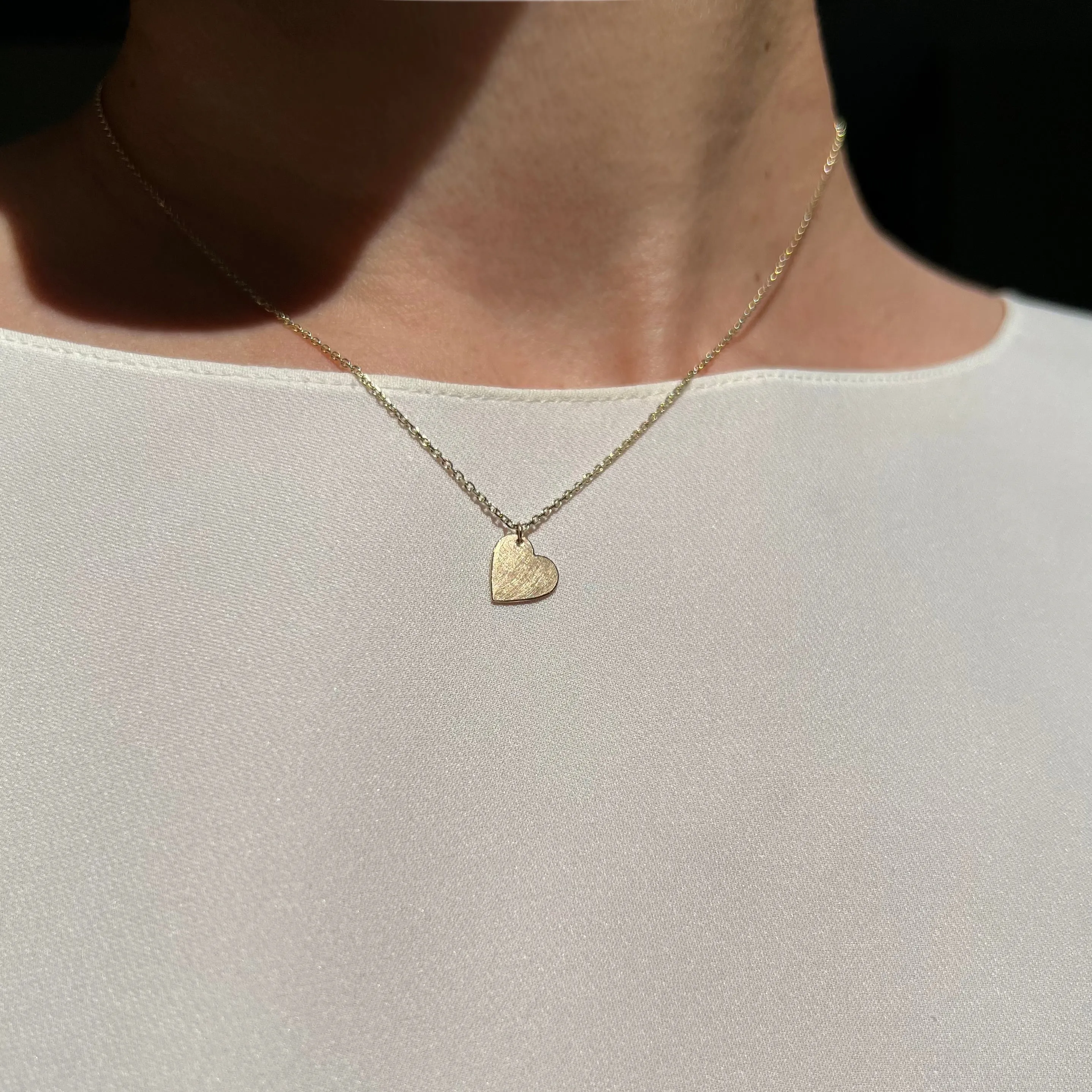 Small Tipsy Heart Necklace in Reclaimed 14k Gold