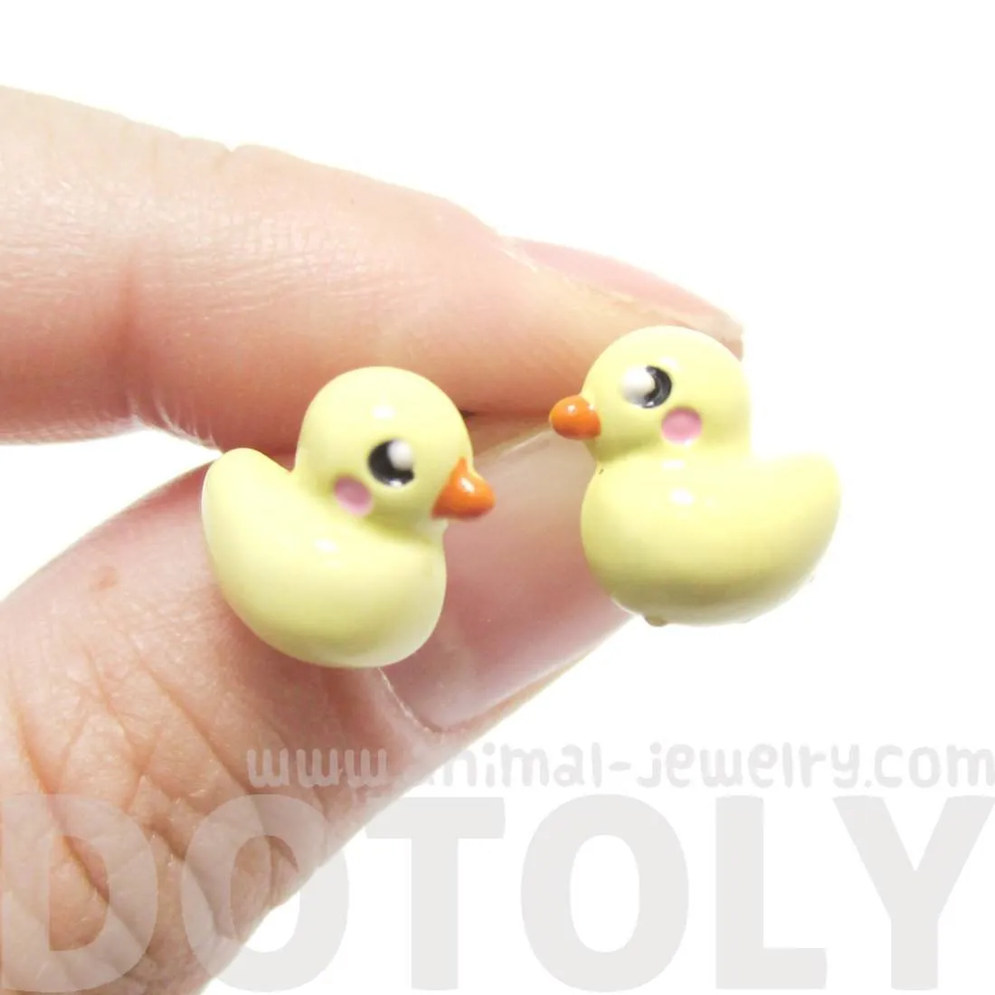 Small Yellow Rubber Ducky Shaped Stud Earrings | Animal Jewelry