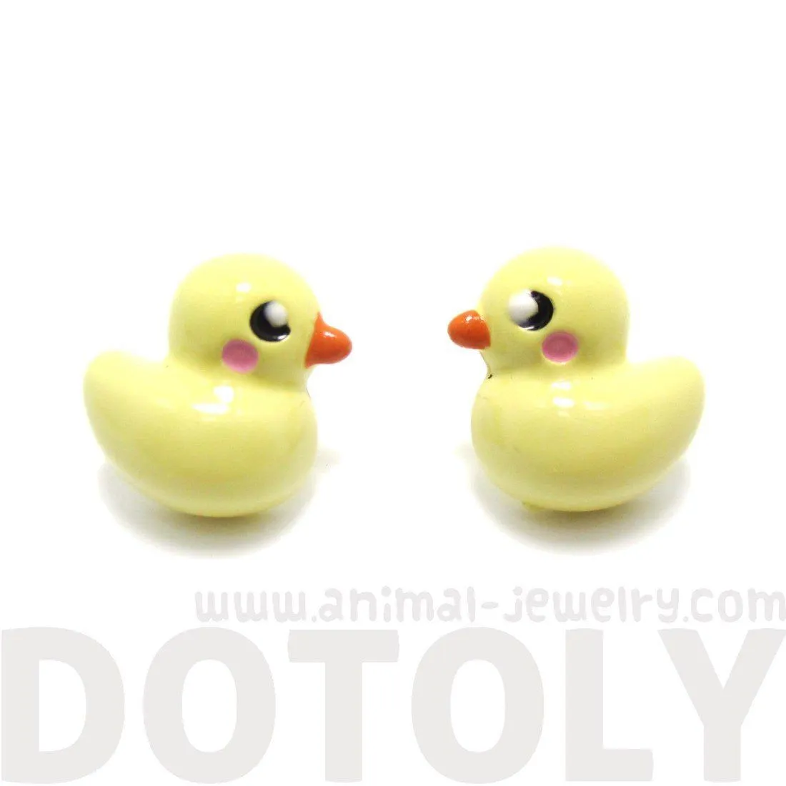 Small Yellow Rubber Ducky Shaped Stud Earrings | Animal Jewelry