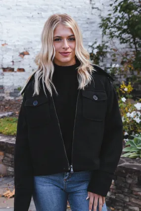 Stassi Zip Up Jacket with Lapel, Black | Velvet Heart