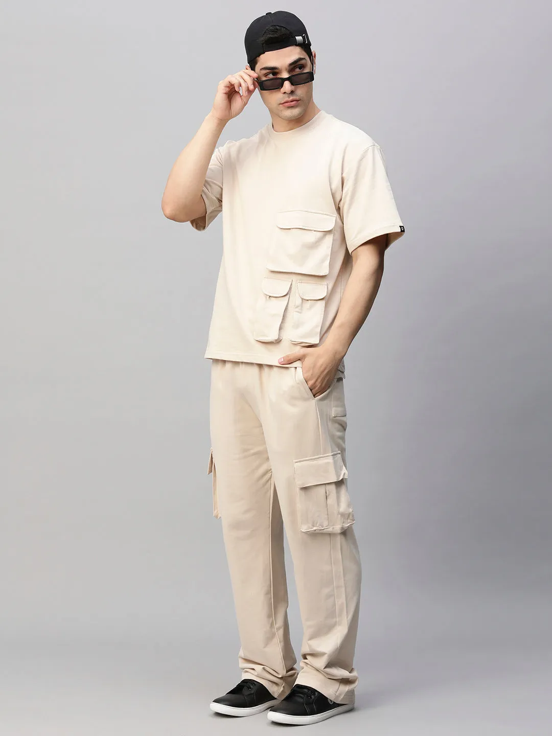 Streetwear Cargo Co-ord Set - Beige