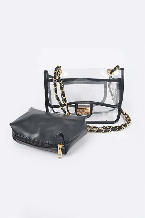 The Clear Black Trim Crossbody