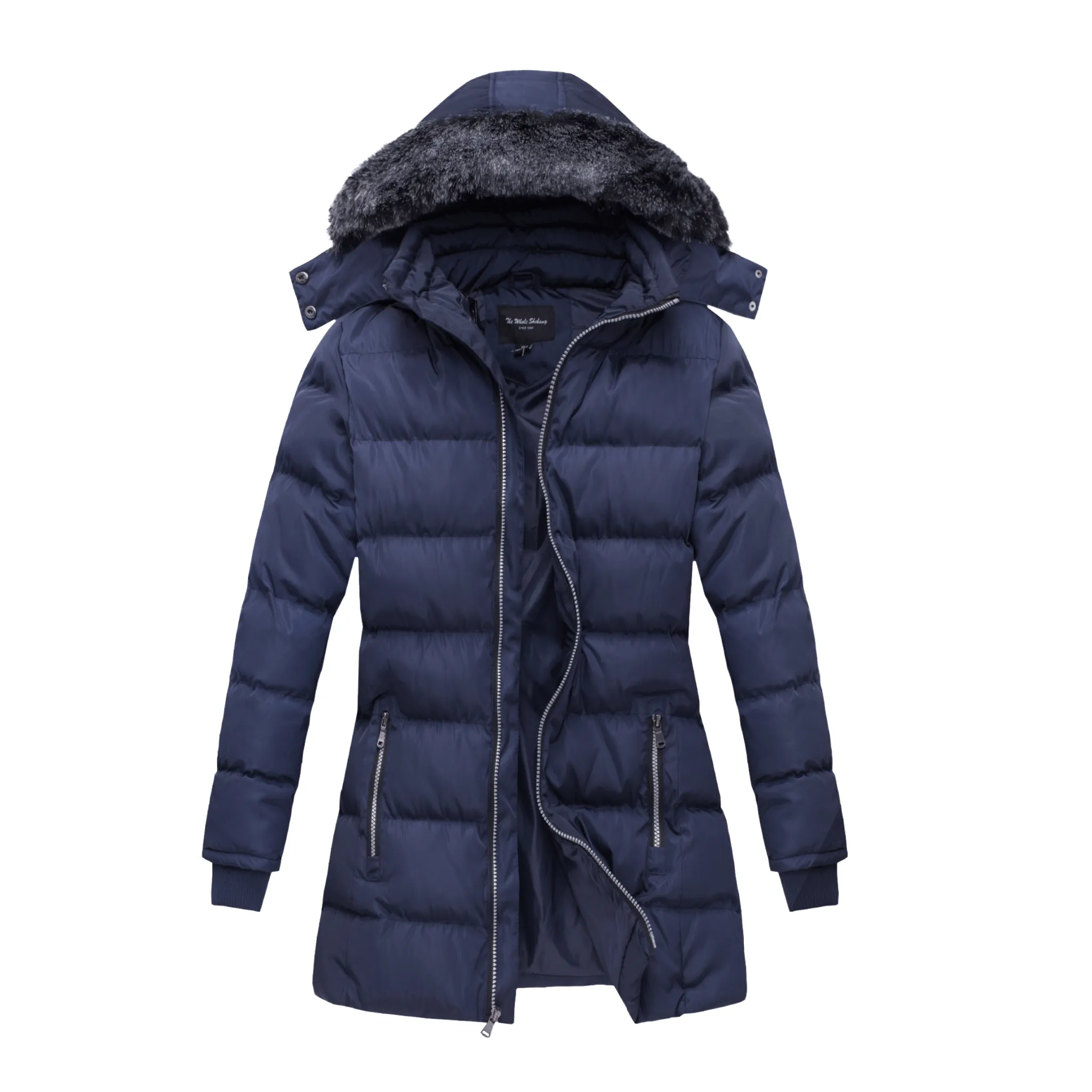 THE WHOLE SHEBANG Women Coat Vegan Down Puffer with Faux-Fur Detachable Hood