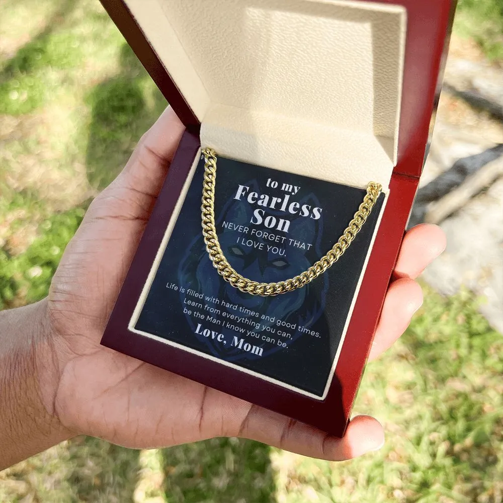 To My Fearless Son From Mom Cuban Chain Necklace