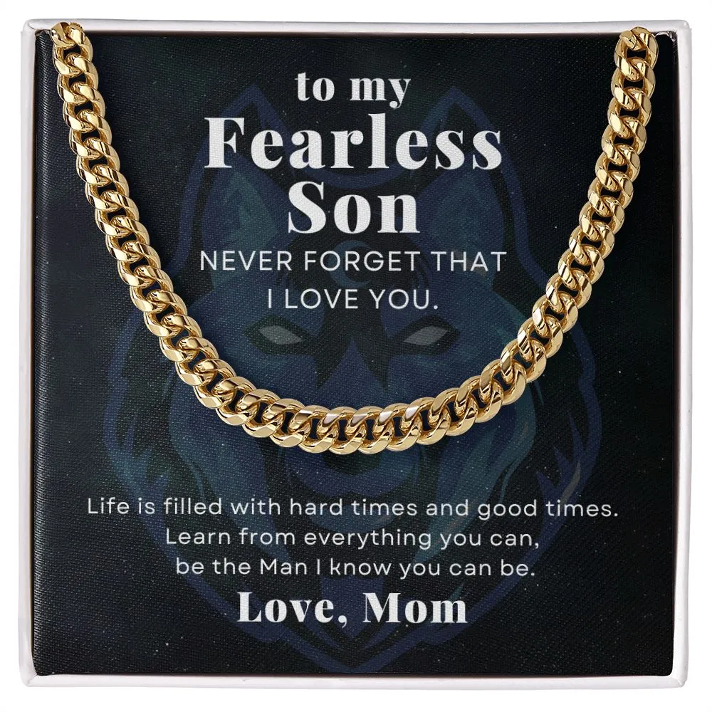 To My Fearless Son From Mom Cuban Chain Necklace