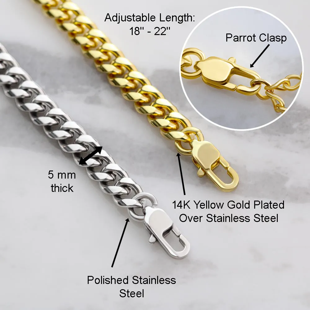 To My Fearless Son From Mom Cuban Chain Necklace