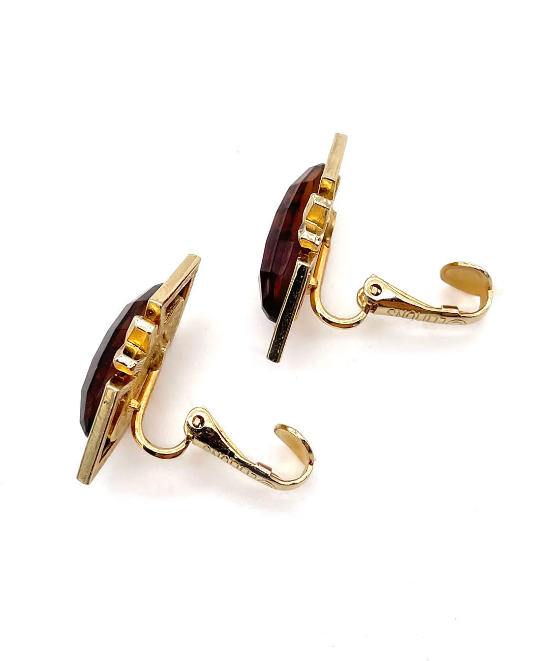 【USA輸入】 ヴィンテージ EMMONS ブラウンビジュー エキゾチック イヤリング/Vintage EMMONS Brown Bijou Exotic Clip On Earrings