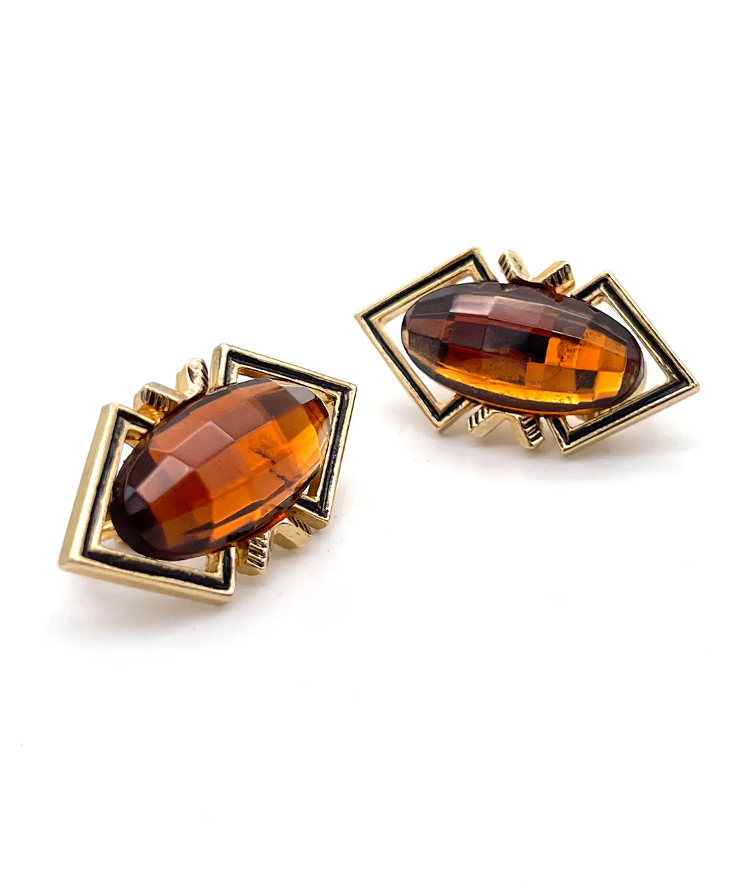 【USA輸入】 ヴィンテージ EMMONS ブラウンビジュー エキゾチック イヤリング/Vintage EMMONS Brown Bijou Exotic Clip On Earrings