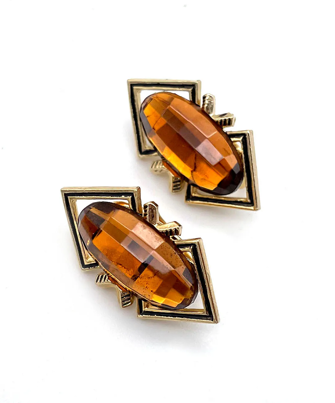 【USA輸入】 ヴィンテージ EMMONS ブラウンビジュー エキゾチック イヤリング/Vintage EMMONS Brown Bijou Exotic Clip On Earrings