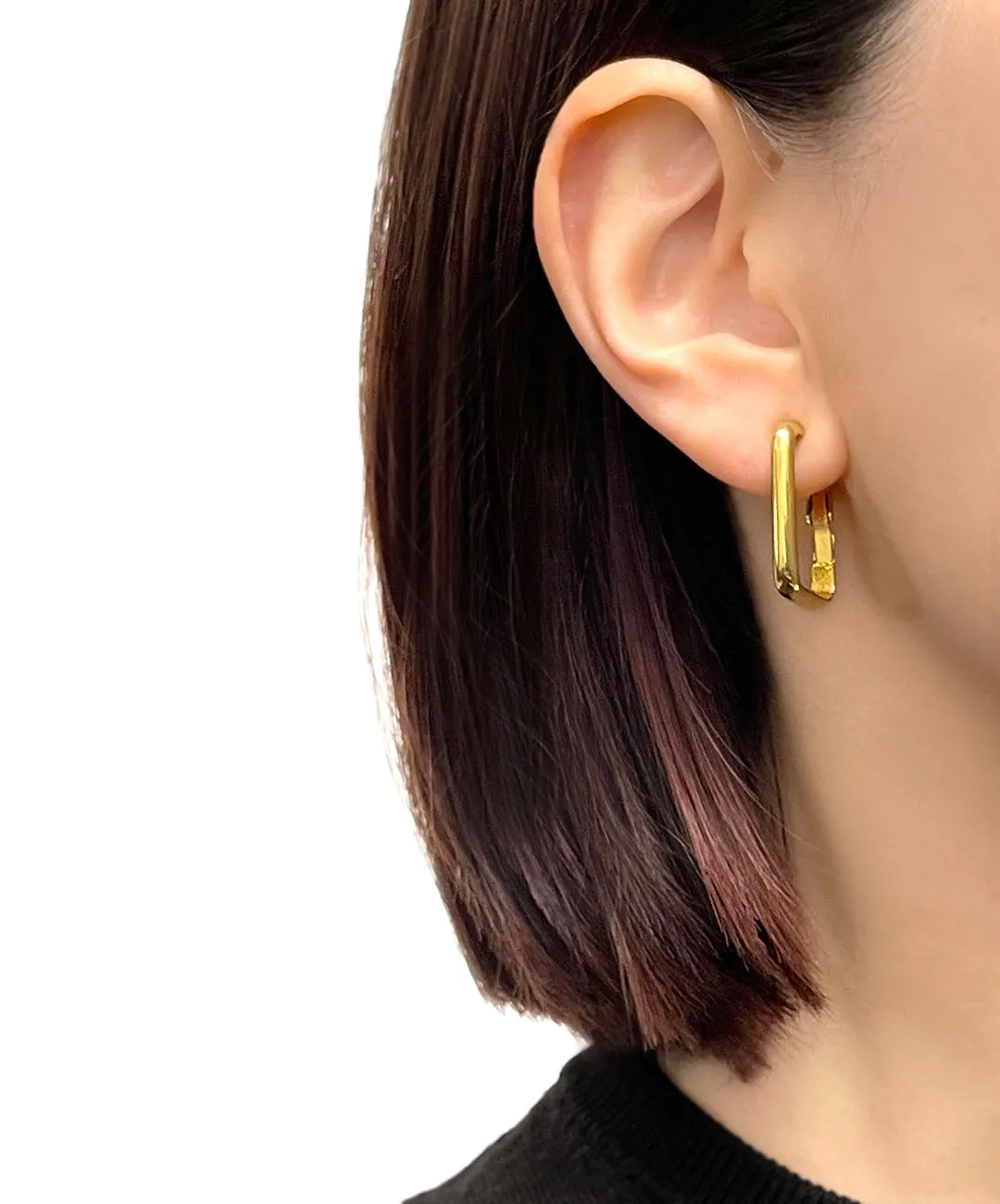 【USA輸入】 ヴィンテージ TRIFARI デフォルメ フープ イヤリング/Vintage TRIFARI Hoop Clip On Earrings