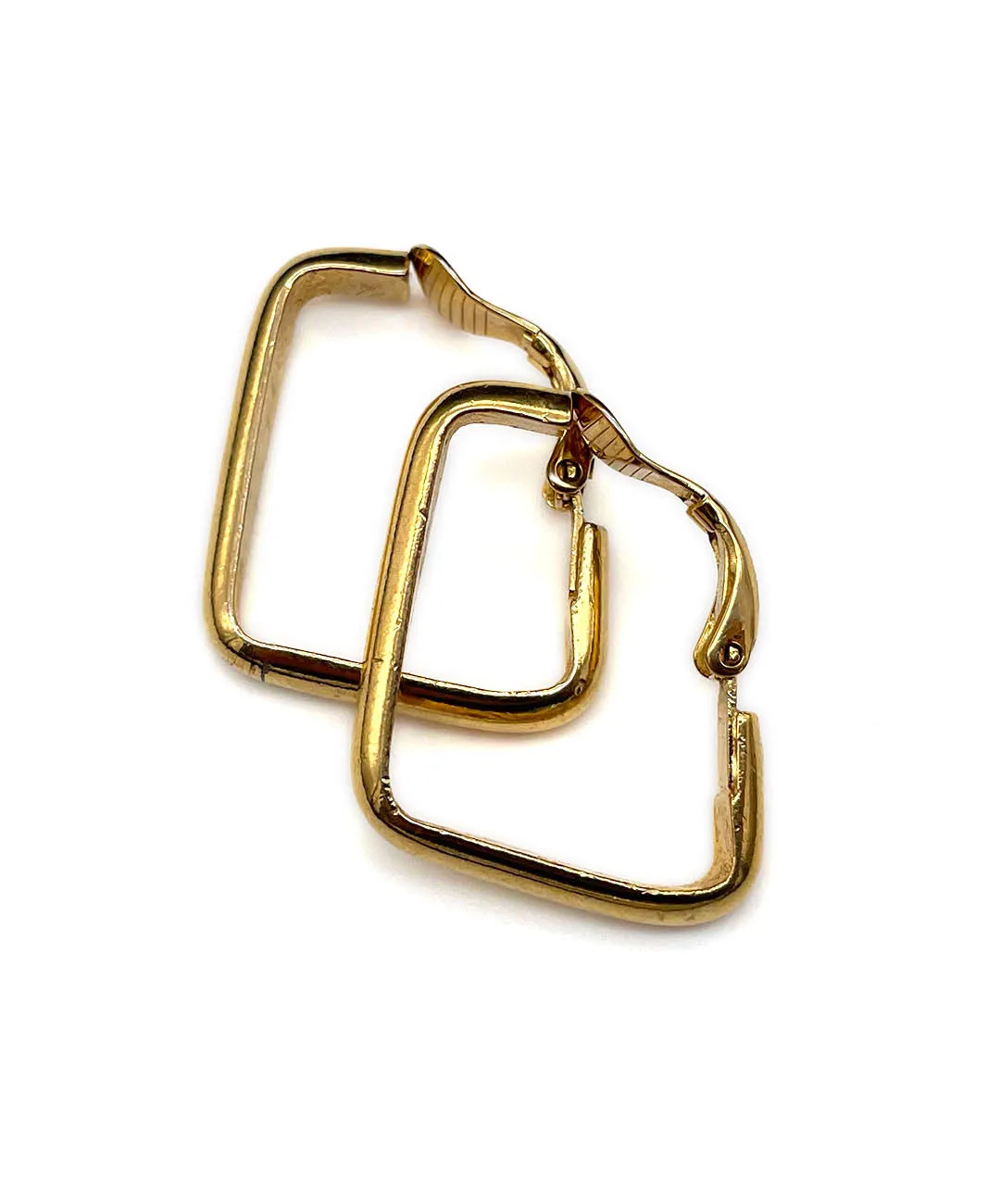 【USA輸入】 ヴィンテージ TRIFARI デフォルメ フープ イヤリング/Vintage TRIFARI Hoop Clip On Earrings