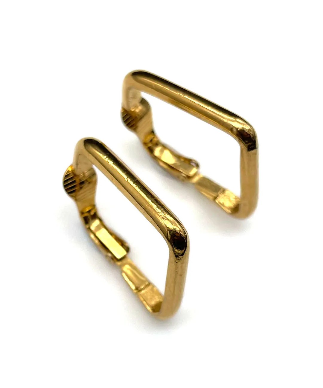 【USA輸入】 ヴィンテージ TRIFARI デフォルメ フープ イヤリング/Vintage TRIFARI Hoop Clip On Earrings