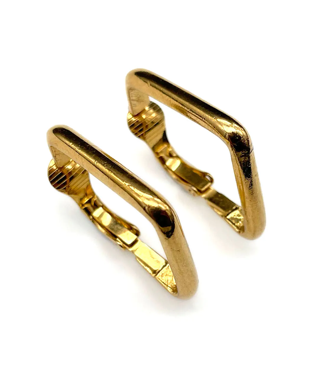 【USA輸入】 ヴィンテージ TRIFARI デフォルメ フープ イヤリング/Vintage TRIFARI Hoop Clip On Earrings