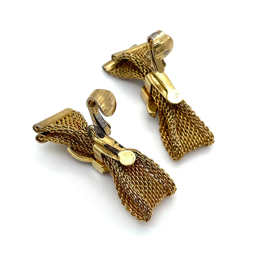 【USA輸入】ヴィンテージ EMMONS メッシュチェーン バンドル イヤリング/Vintage EMMONS Chain Bandle Clip On Earrings