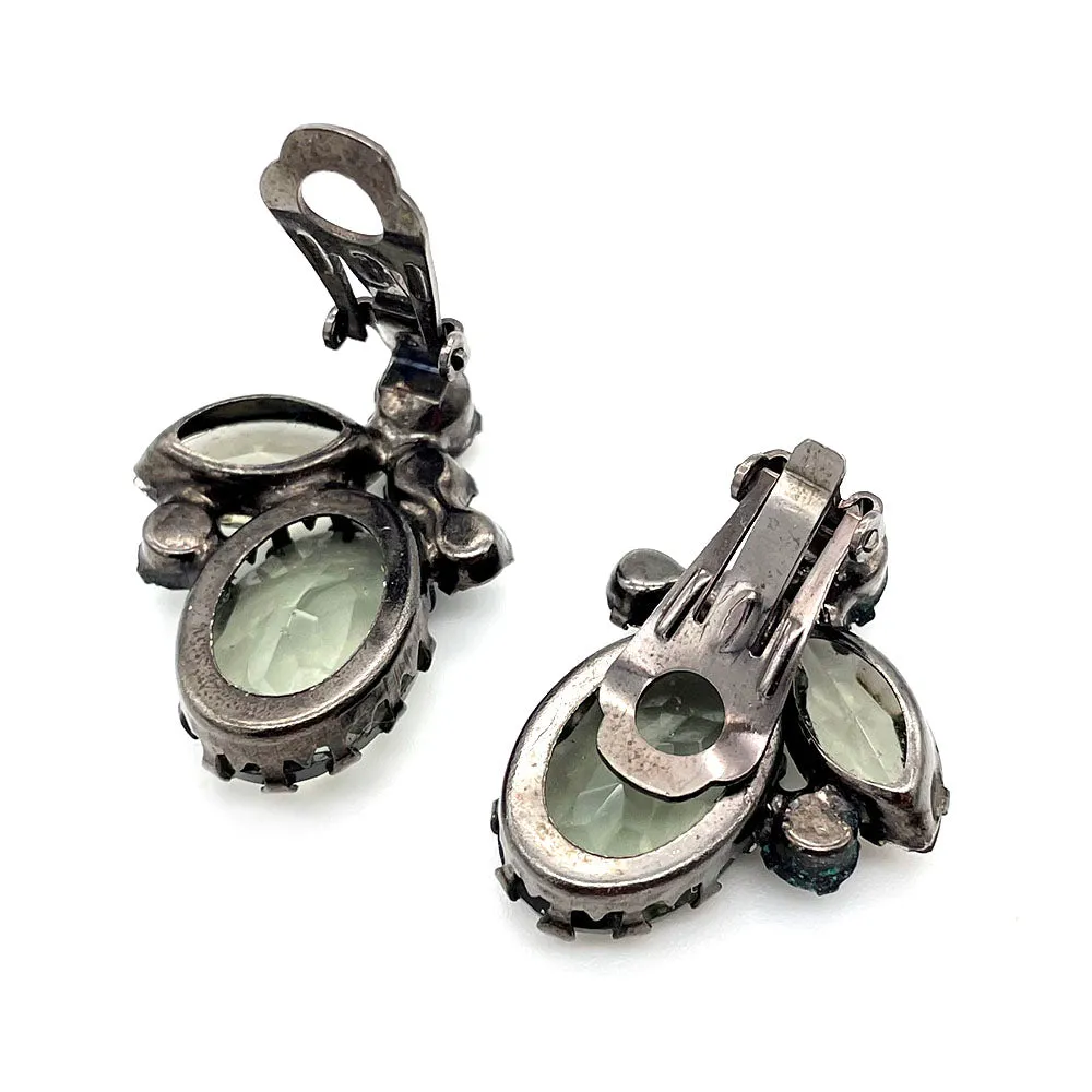 【USA輸入】ヴィンテージ JULIANA グレー オーロラ ビジュー イヤリング/Vintage JULIANA Gray Aurora Clip On Earrings