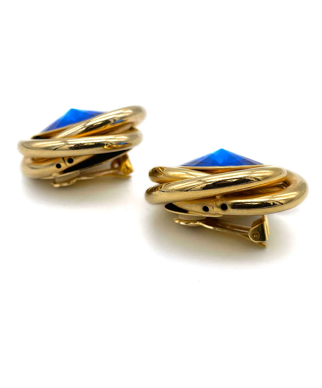 【USA輸入】ヴィンテージ KIRKS FOLLY ブルー ビジュー イヤリング/Vintage KIRKS FOLLY Blue Bijou Clip On Earrings