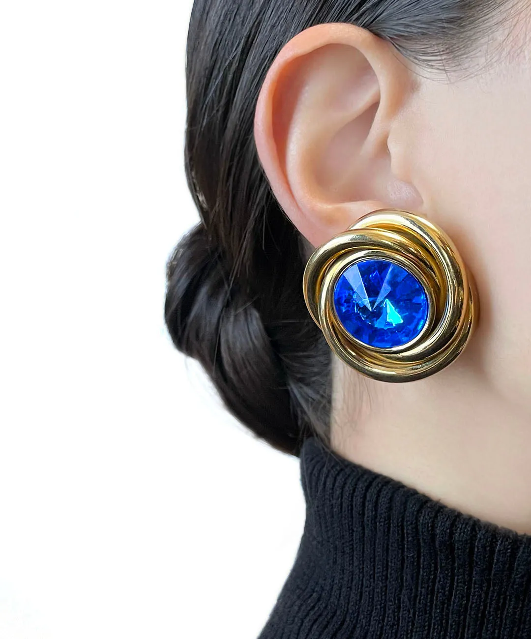 【USA輸入】ヴィンテージ KIRKS FOLLY ブルー ビジュー イヤリング/Vintage KIRKS FOLLY Blue Bijou Clip On Earrings