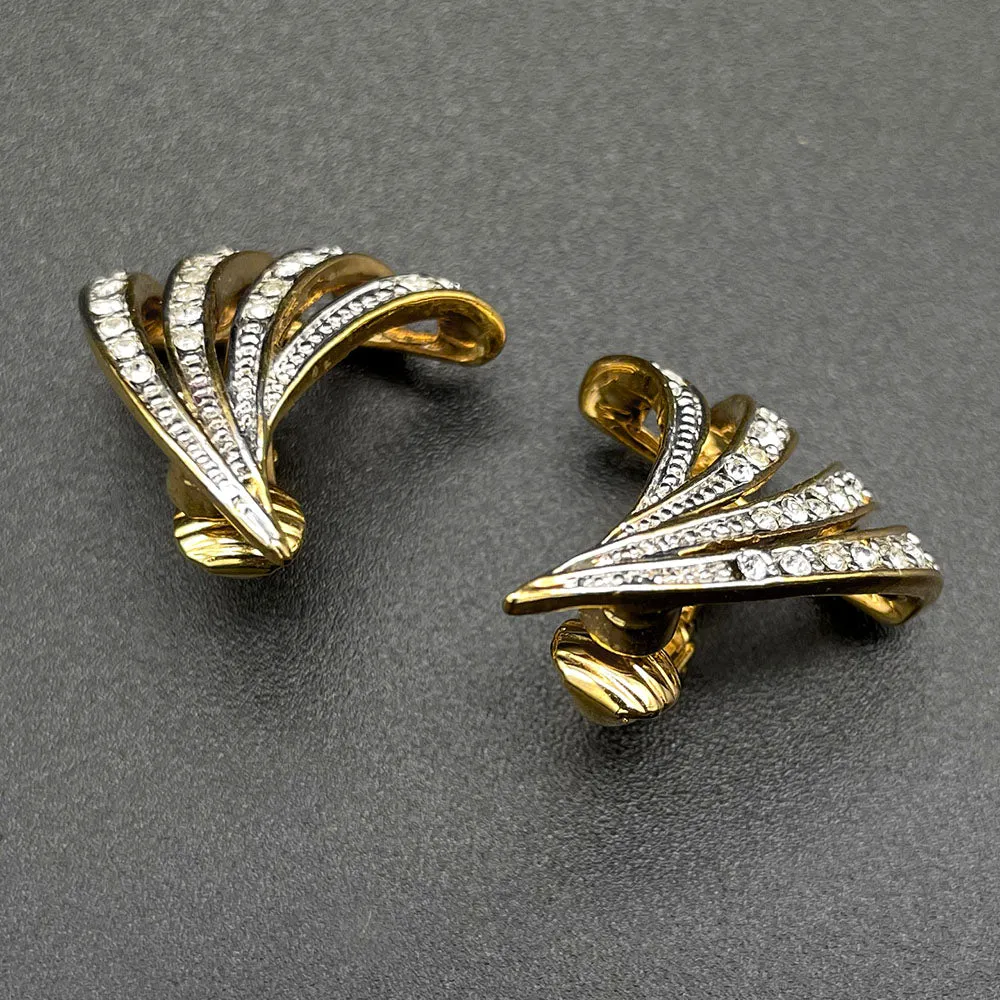 【USA輸入】ヴィンテージ KJL for AVON クリアビジュー イヤリング/Vintage KJL for AVON Clear Bijou Clip On Earrings