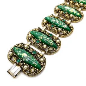 【USA輸入】ヴィンテージ SELRO コンフェッティ グリーン ルーサイト ブレスレット/Vintage SELRO Confetti Green Lucite Bracelet